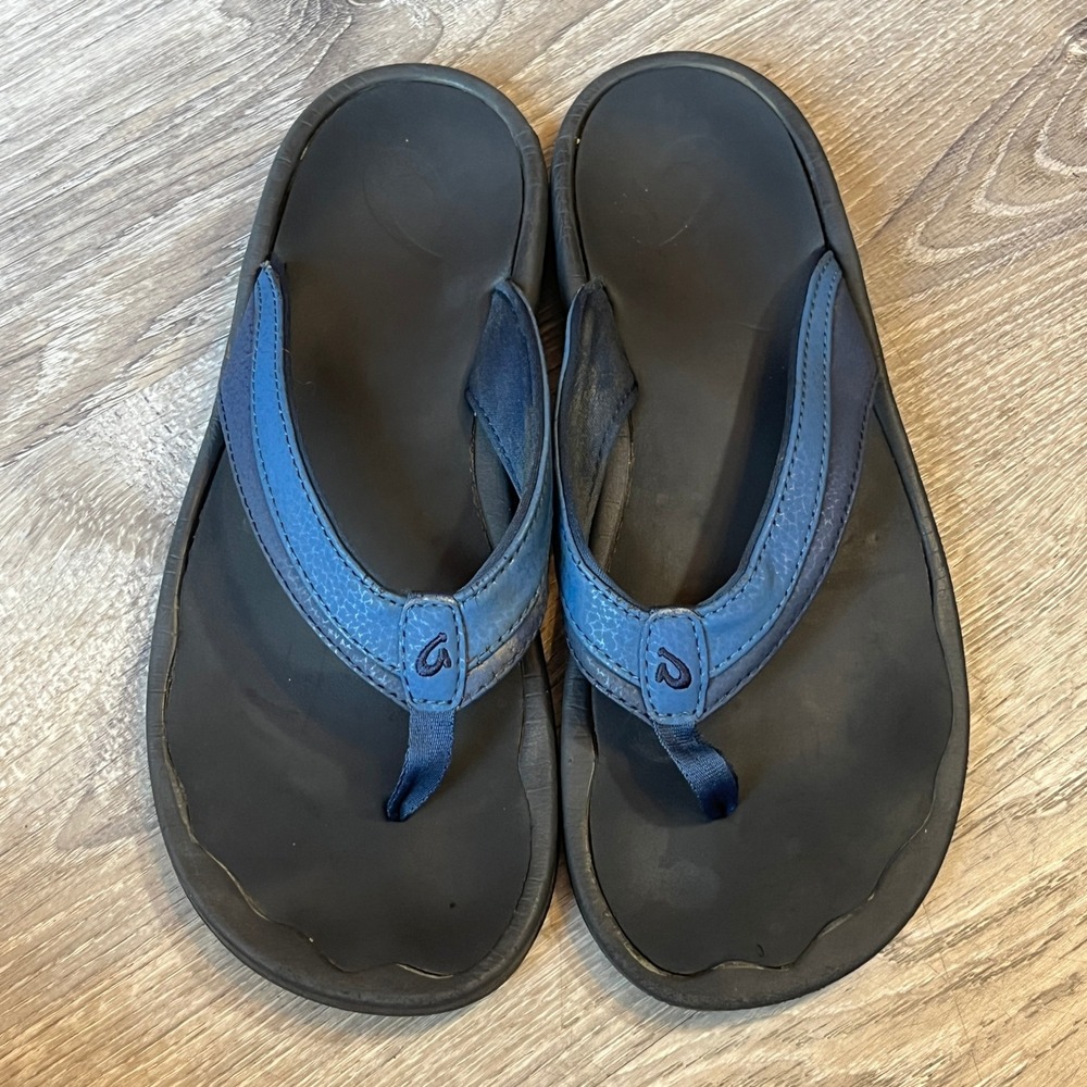 OluKai Ohana Womens Flip Flops Sandals Blue Dark Shadow 20110-4A40 Size 8